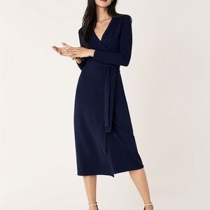 Diane Von Furstenberg New Linda Navy Wrap Dress